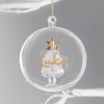 Personalised Gold Glitter Name Only Christmas Tree Glass Bauble - Image 3