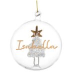Personalised Gold Glitter Name Only Christmas Tree Glass Bauble - Image 4