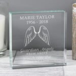 Personalised 'Guardian Angels From Above' Angel Wings Design Crystal Glass Token - Image 2