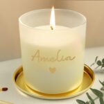 Personalised Gold Name & Heart Motif Scented Frosted Glass Jar Candle