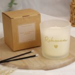 Personalised Gold Name & Heart Motif Scented Frosted Glass Jar Candle - Image 2