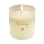 Personalised Gold Name & Heart Motif Scented Frosted Glass Jar Candle - Image 5