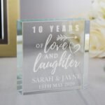 Personalised 'Love And Laughter' Arrow Motif Anniversary Crystal Glass Token