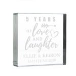 Personalised 'Love And Laughter' Arrow Motif Anniversary Crystal Glass Token - Image 4
