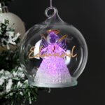 Personalised Gold Name Only Angel Glass LED Christmas Bauble
