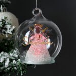 Personalised Gold Name Only Angel Glass LED Christmas Bauble - Image 3