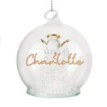 Personalised Gold Name Only Angel Glass LED Christmas Bauble - Image 4