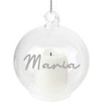 Personalised Silver Name Only LED Candle Glass Christmas Bauble - Image 4