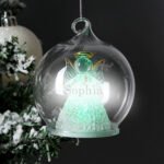 Personalised Any Message Angel Glass LED Christmas/Memorial Bauble - Image 2