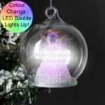 Personalised Any Message Angel Glass LED Christmas/Memorial Bauble - Image 4