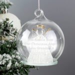Personalised Any Message Angel Glass LED Christmas/Memorial Bauble - Image 5