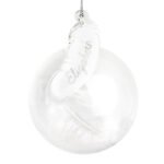 Personalised Name Only White Feather Glass Bauble - Image 3