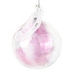 Personalised Name & Date Pink Feather Glass Bauble - Image 2