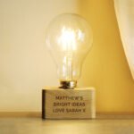 Personalised Any Message Wooden LED Bulb Table Lamp - Image 2