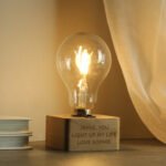 Personalised Any Message Wooden LED Bulb Table Lamp - Image 4