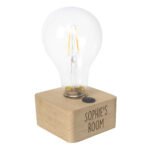 Personalised Any Message Wooden LED Bulb Table Lamp - Image 5