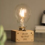 Personalised Any Message Stars Design Wooden LED Bulb Table Lamp