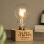 Personalised 'You Light Up My Life' Wooden LED Bulb Table Lamp