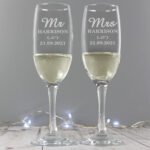 Personalised 'Mr & Mrs' Pair of Glass Champagne Flutes - Image 2