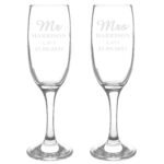 Personalised 'Mr & Mrs' Pair of Glass Champagne Flutes - Image 3