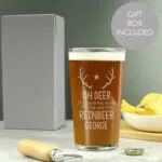 Personalised 'Time For Another Reinbeer' Christmas Pint Glass - Image 2