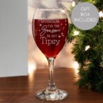 Personalised 'Tis The Season To Get Tipsy' Christmas Wine Glass - Image 2