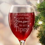 Personalised 'Tis The Season To Get Tipsy' Christmas Wine Glass - Image 3