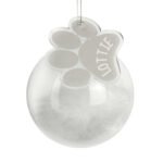 Personalised Pet Christmas White Feather Glass Bauble With Paw Print Tag - Image 3