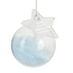 Personalised Any Message Christmas Blue Feather Glass Bauble With Star Tag - Image 6