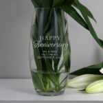 Personalised 'Happy Anniversary' Glass Bullet Vase