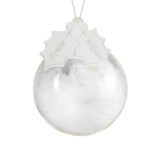 Personalised Any Message Christmas White Feather Bauble With Acrylic Holly Tag - Image 3