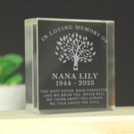 Personalised 'In Loving Memory' Family Tree Design Crystal Glass Token - Image 4