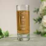 Personalised Any Message Botanical Design Heart Motif Shot Glass