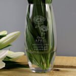 Personalised April Birth Flower Design Glass Bullet Vase - Image 4