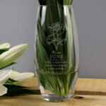 Personalised June Birth Flower Design Glass Bullet Vase - Image 4