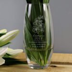 Personalised July Birth Flower Design Glass Bullet Vase - Image 4