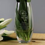 Personalised August Birth Flower Design Glass Bullet Vase - Image 4
