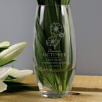 Personalised October Birth Flower Design Glass Bullet Vase - Image 2