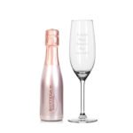 Personalised Glass Champagne Flute & Mini Bottle of Bottega Rose Gold Prosecco Gift Set - Image 3