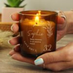 Personalised Any Message Birthday Scented Amber Glass Jar Candle - Image 2