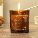Personalised Any Message Birthday Scented Amber Glass Jar Candle - Image 3