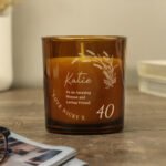 Personalised Any Message Birthday Scented Amber Glass Jar Candle - Image 4