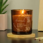 Personalised Any Message Birthday Scented Amber Glass Jar Candle - Image 5