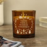 Personalised Any Message Christmas Themed Scented Amber Glass Jar Candle - Image 3