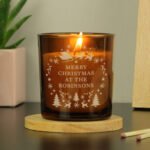 Personalised Any Message Christmas Themed Scented Amber Glass Jar Candle - Image 5