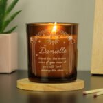 Personalised Any Message Celestial Design Scented Amber Glass Jar Candle - Image 4