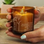 Personalised January Birth Flower Design Scented Amber Glass Jar Candle - Image 2