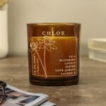 Personalised March Birth Flower Design Scented Amber Glass Jar Candle - Image 5