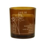 Personalised March Birth Flower Design Scented Amber Glass Jar Candle - Image 7
