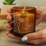 Personalised April Birth Flower Design Scented Amber Glass Jar Candle - Image 2